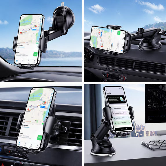 YOOVEE Universal Car Phone Holder with Adjustable Rotation for 4-7 Inch Phones, Dashboard, Windshield & Air Vent Mount