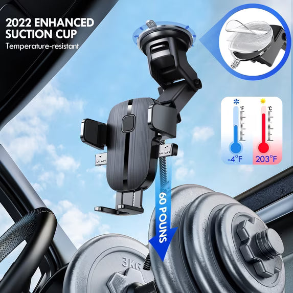Universal Car Phone Holder - Easy Mount on Dashboard/Windshield/Vents, Compatible with iPhone & Android - Ideal for Commuters, Road Trippers, and Tech-Savvy Individuals
