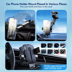 Universal Car Phone Holder - Easy Mount on Dashboard/Windshield/Vents, Compatible with iPhone & Android - Ideal for Commuters, Road Trippers, and Tech-Savvy Individuals