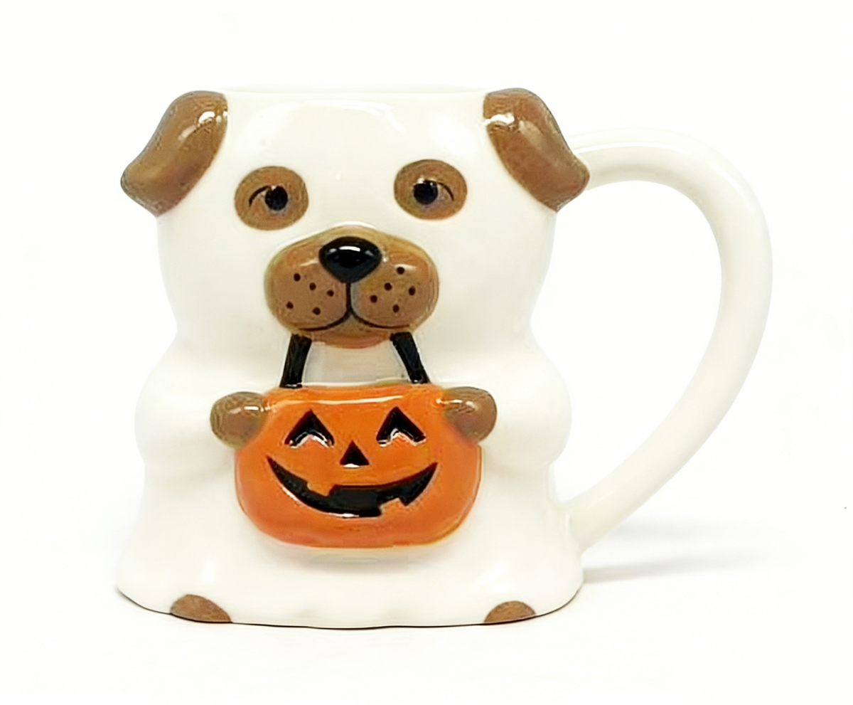 Halloween White Ghost Dog Ceramic Coffee Mug, 14.88 oz