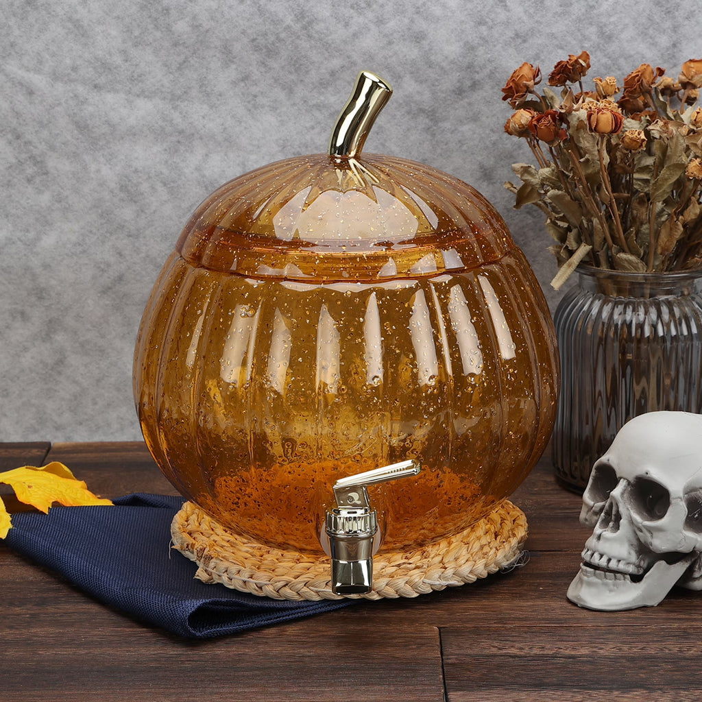 Halloween Orange Acrylic Pumpkin Beverage Dispenser, 1.5 gal
