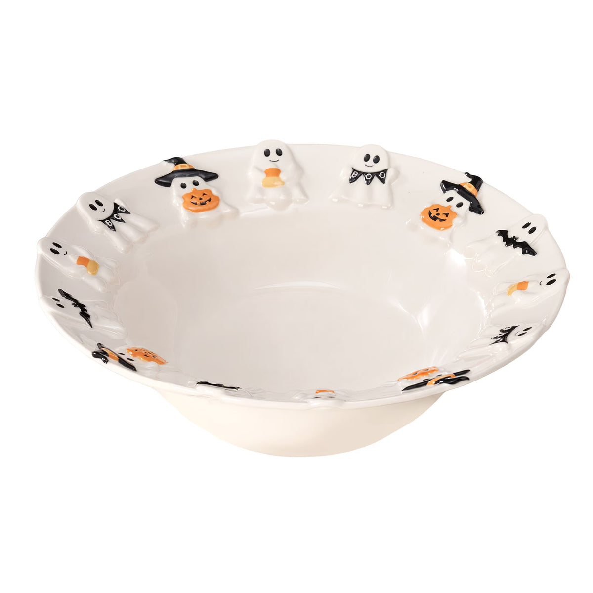 Halloween Ghost Ceramic Stoneware Serving Bowl, White