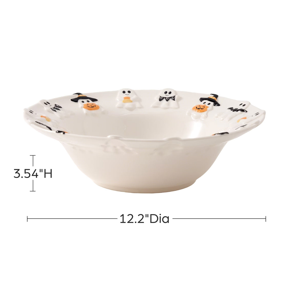 Halloween Ghost Ceramic Stoneware Serving Bowl, White