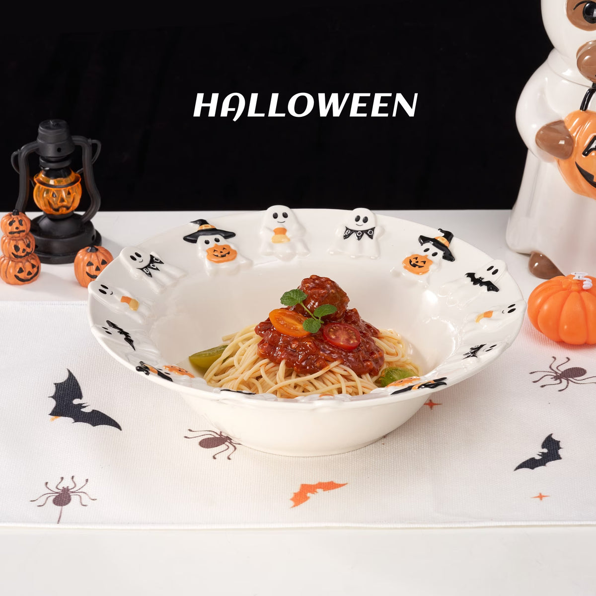 Halloween Ghost Ceramic Stoneware Serving Bowl, White