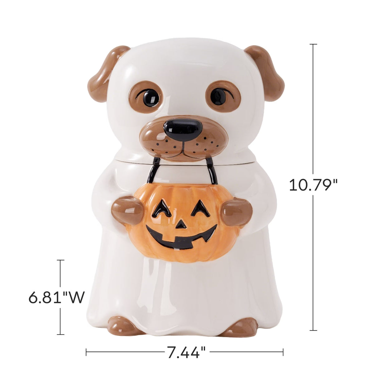 Halloween Ghost Dog Ceramic Cookie Jar
