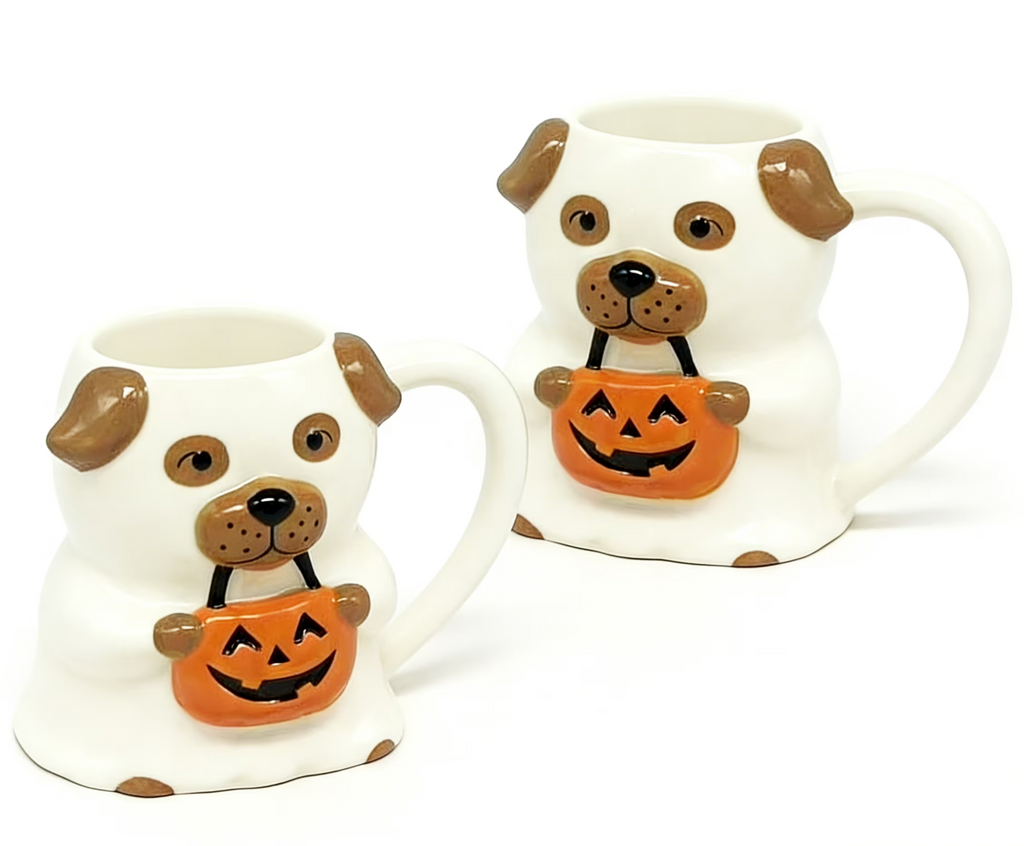 Halloween White Ghost Dog Ceramic Coffee Mug, 14.88 oz
