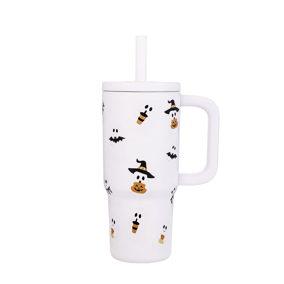 20 oz Double-Wall Stainless Steel Tumbler, White Ghost Design
