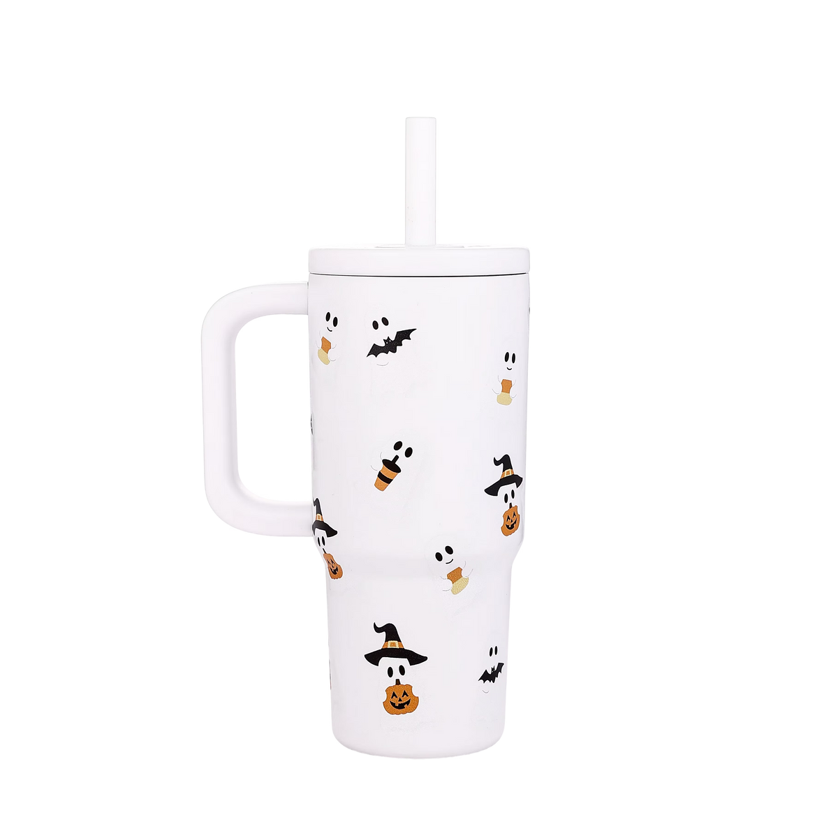 20 oz Double-Wall Stainless Steel Tumbler, White Ghost Design
