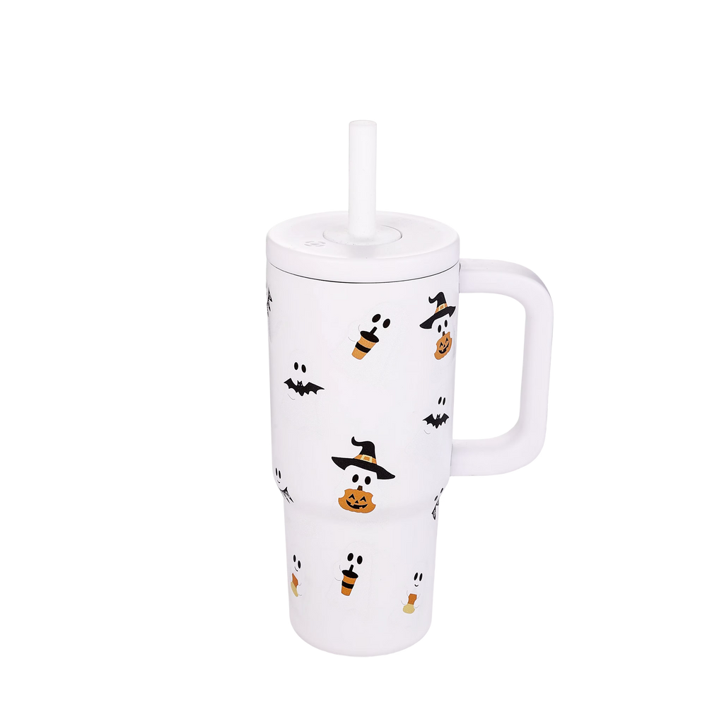 20 oz Double-Wall Stainless Steel Tumbler, White Ghost Design