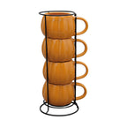 Halloween Pumpkin Stack Ceramic Mugs, 4-Pack