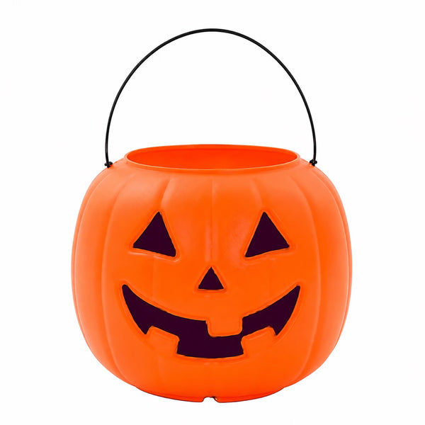 8" Orange Pumpkin Pail Halloween Trick-or-Treat Basket