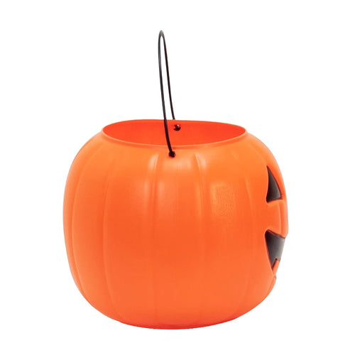 8" Orange Pumpkin Pail Halloween Trick-or-Treat Basket