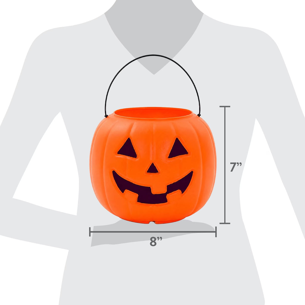 8" Orange Pumpkin Pail Halloween Trick-or-Treat Basket