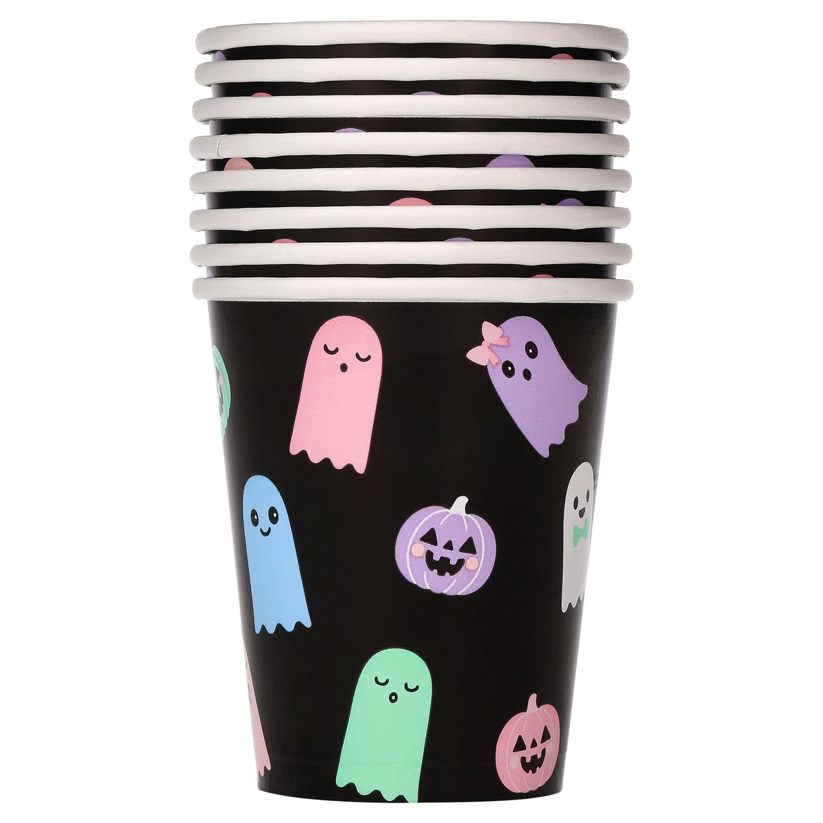 Cute Ghosts Disposable Paper Cups, Multicolor, 9 oz, 8 Count, Halloween