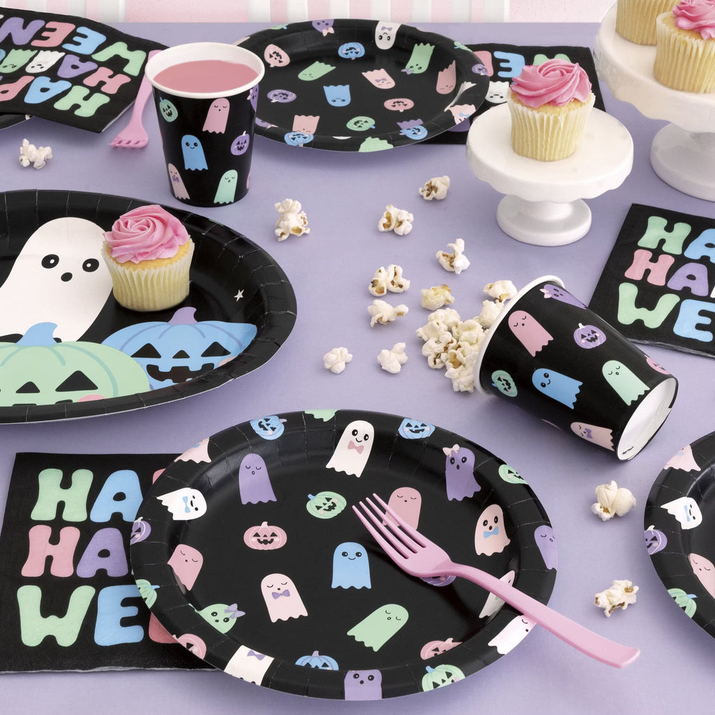 Cute Ghosts Disposable Paper Cups, Multicolor, 9 oz, 8 Count, Halloween