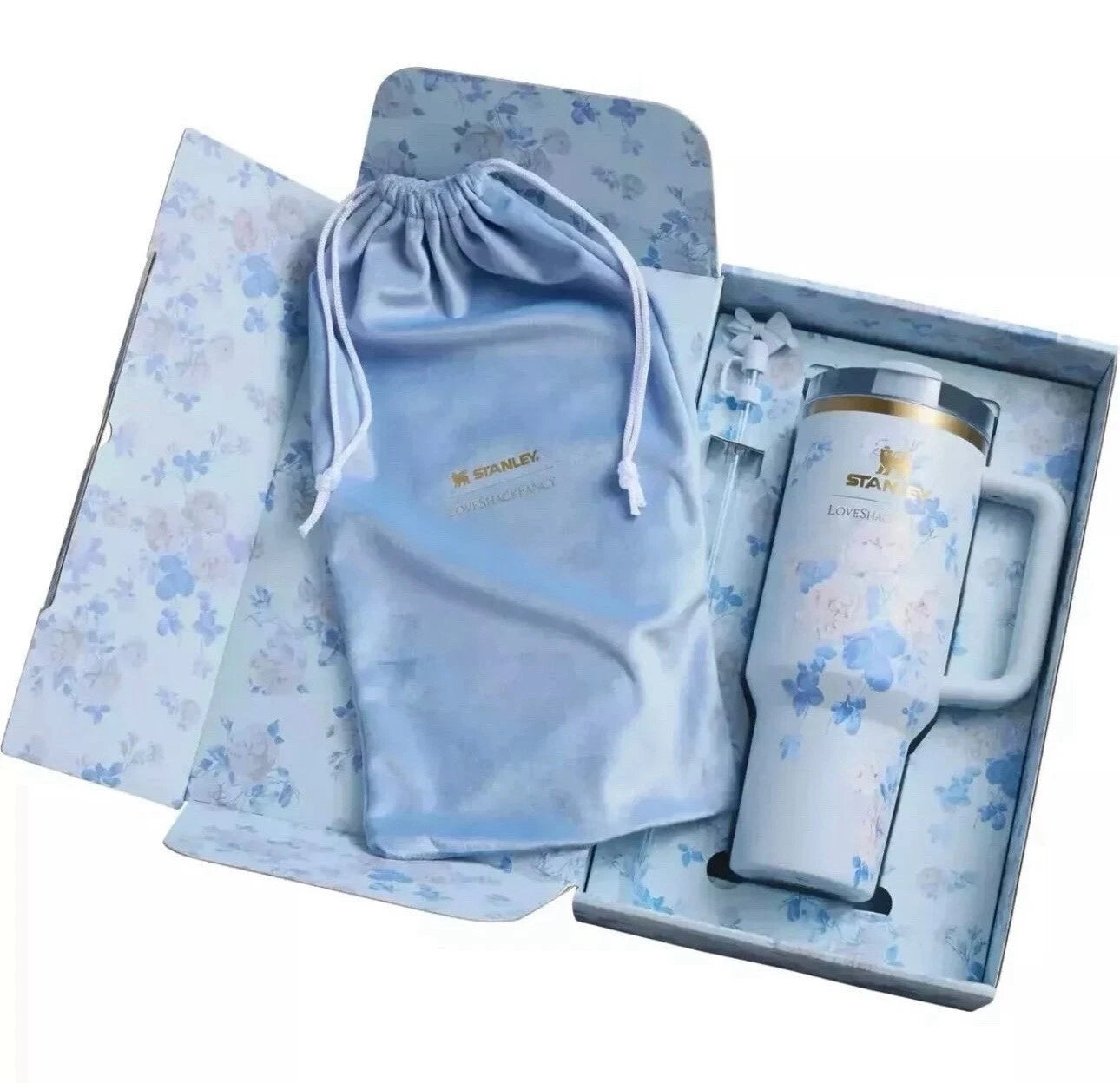 Stanley x LoveShackFancy 40 oz Everblooming Rosettes Blue Quencher H2.0 FlowState Tumbler