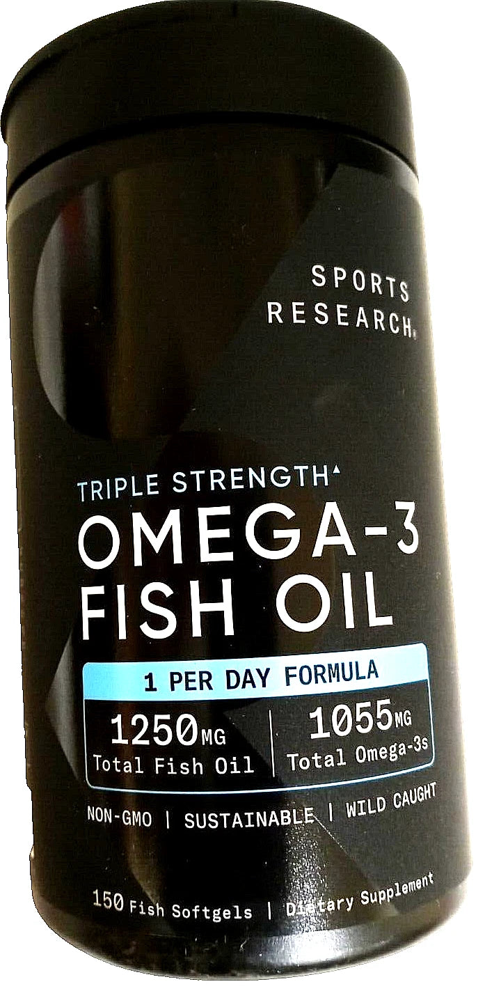 Sports Research Triple Strength Omega-3 Fish Oil 150 Softgels – Omega 3 Supplement – New