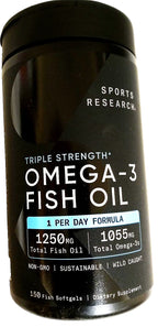 Sports Research Triple Strength Omega-3 Fish Oil 150 Softgels – Omega 3 Supplement – New