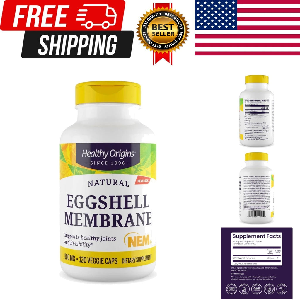 Eggshell Membrane 500 mg NEM Joint Support Supplement 120 Veggie Capsules – Non-GMO Gluten Free – New