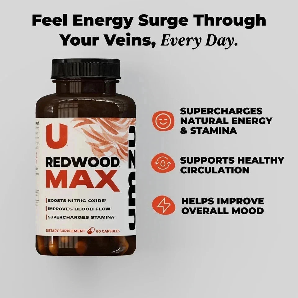 UMZU Redwood Nitric Oxide Booster – Blood Flow & Circulation Support – 180 Capsules