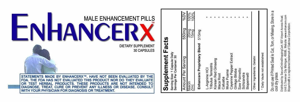 ENHANCERX Enhance RX Male Enhancement Pills Supplement 30 Capsules – Men's Wellness Support – New