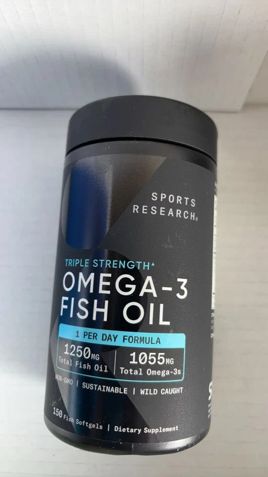 Sports Research Triple Strength Omega-3 Fish Oil 150 Softgels – Omega 3 Supplement – New